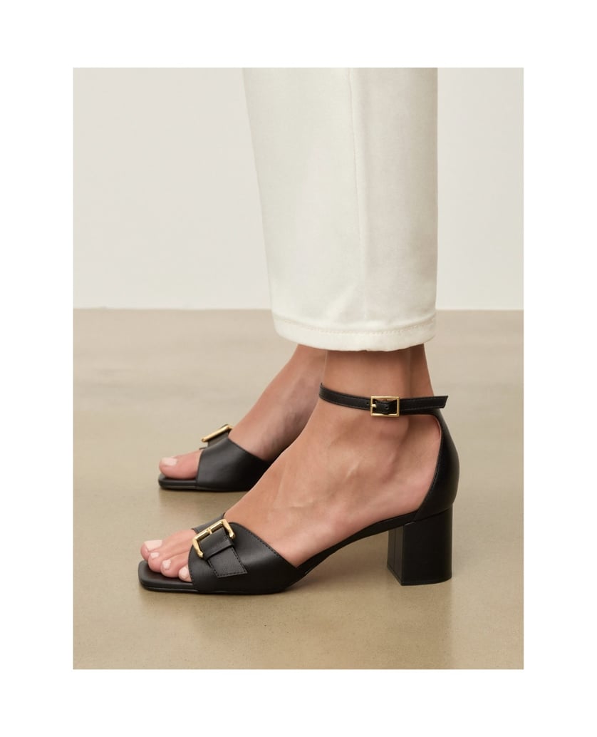 Kazar-Schwarze-Ledersandalen-mit-Zierschnalle-schwarz