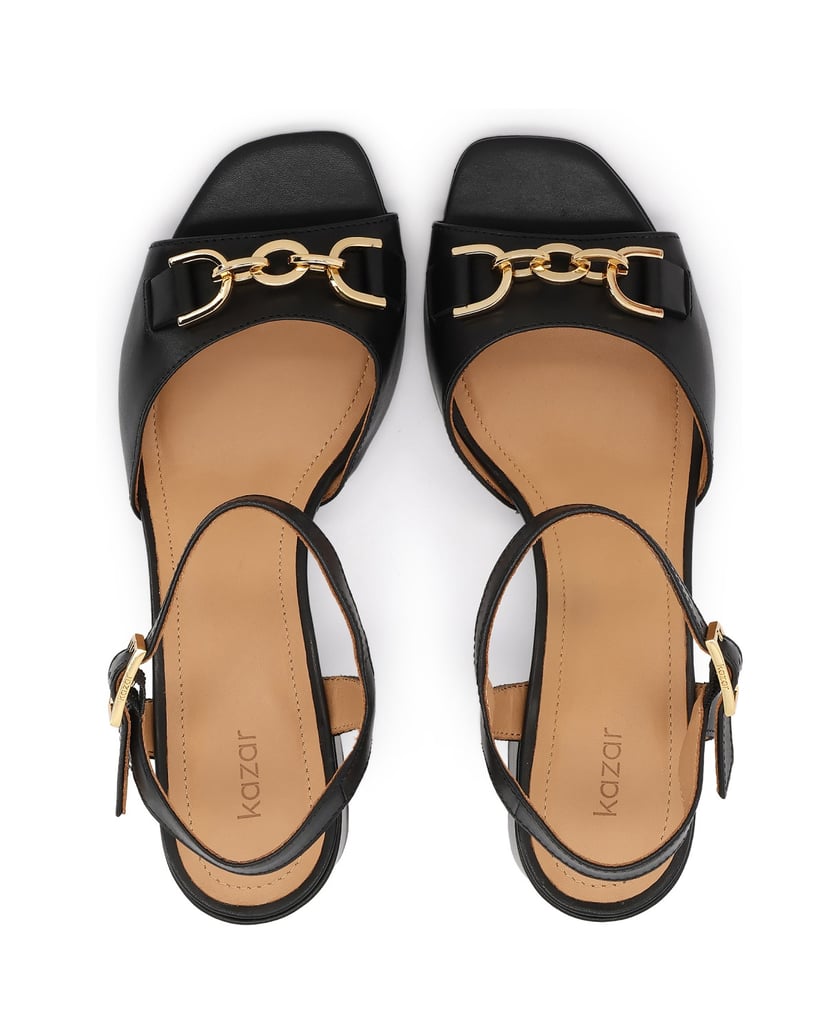Kazar-Schwarze-Ledersandalen-mit-Schmuckverzierung-schwarz
