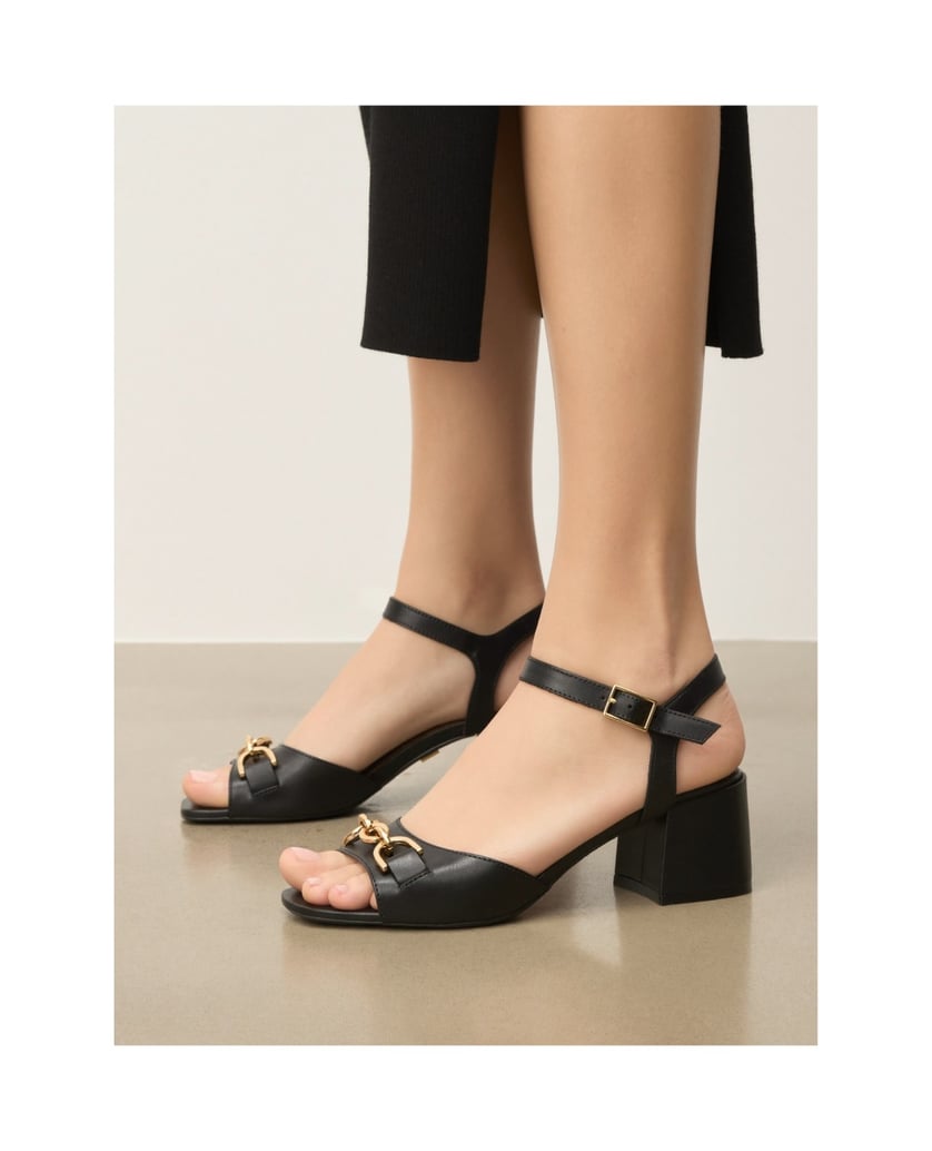 Kazar-Schwarze-Ledersandalen-mit-Schmuckverzierung-schwarz