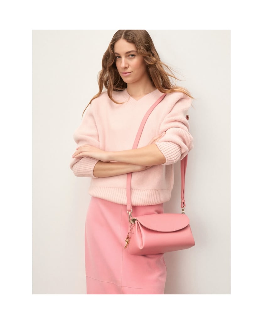Kazar-Rosa-Lederhandtasche-mit-feinem-Schlüsselring-pink