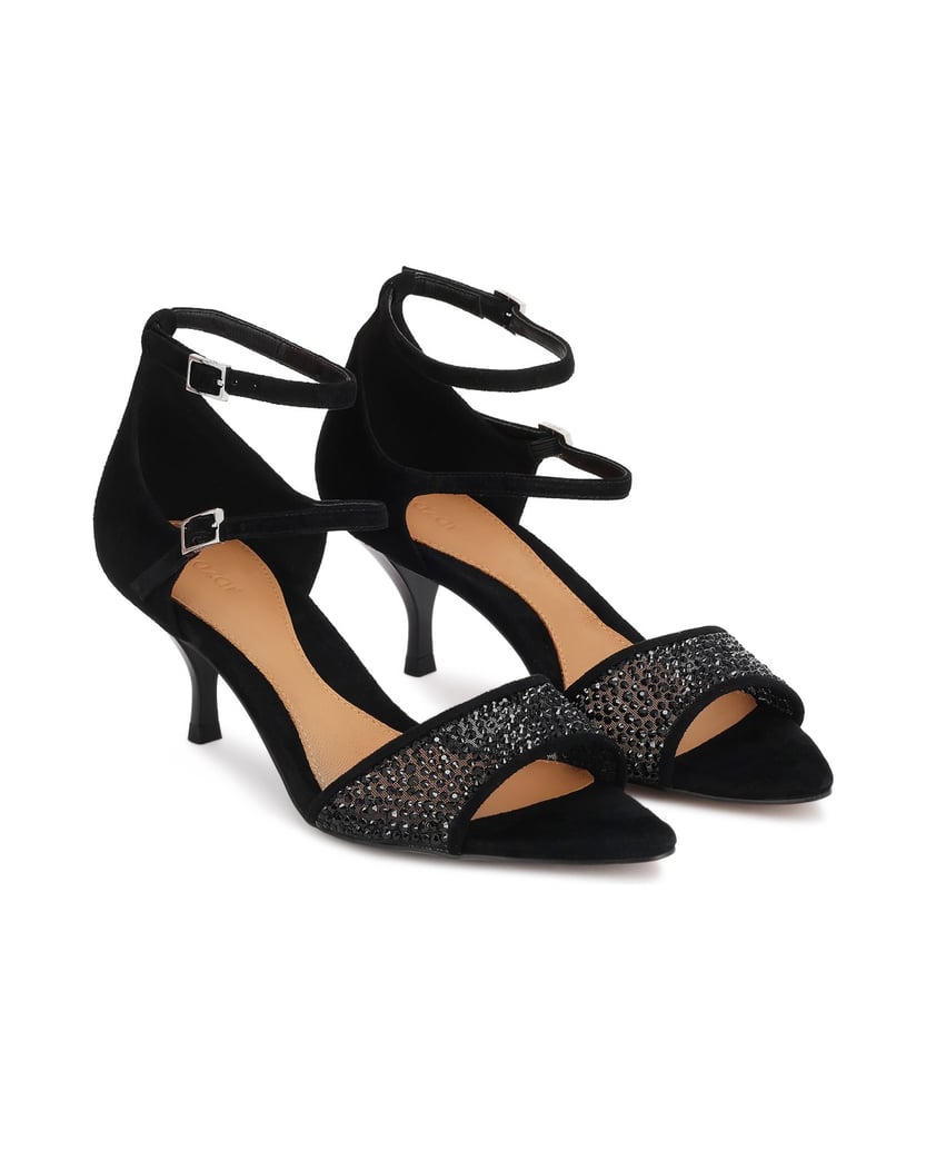 Kazar-Schwarze-Wildleder-Sandalen-mit-Strasssteinen-und-doppeltem-Riemen-schwarz