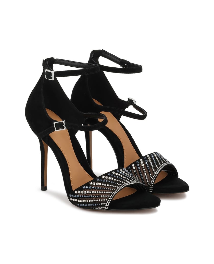 Kazar-Schwarze-Sandalen-aus-Wildleder-mit-Stilettoabsatz,-transparenten-Gürteln-und-Strasssteinen-schwarz