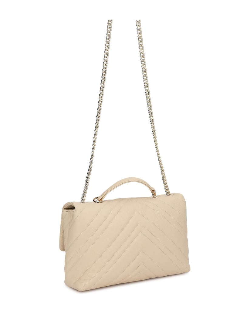 Kazar-Tasche-aus-Leder-mit-Gesteppt-und-Kette-beige