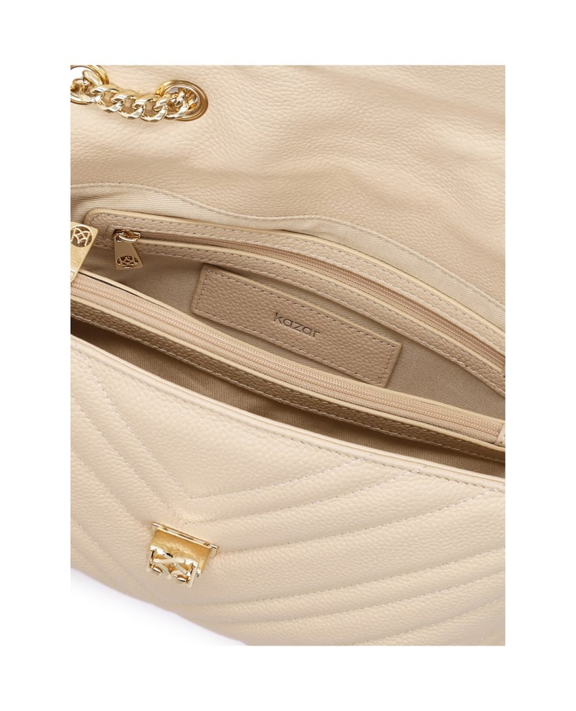 Kazar-Tasche-aus-Leder-mit-Gesteppt-und-Kette-beige