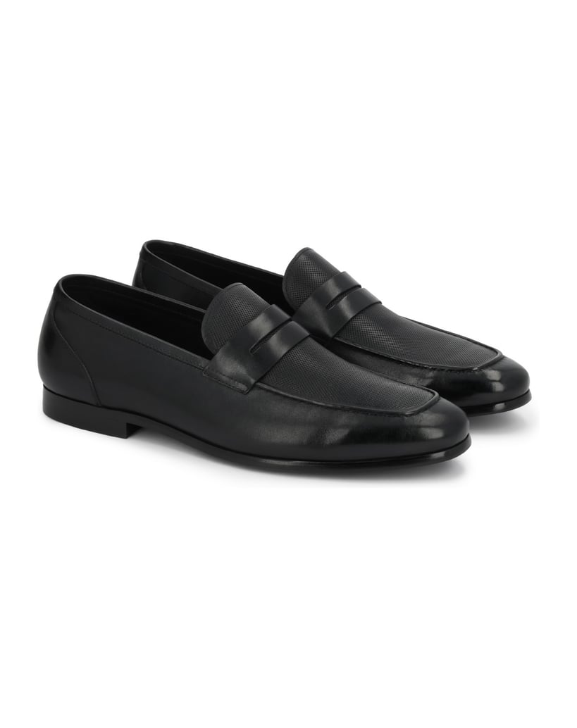 Kazar-Herren-Loafers-aus-schwarzem-Leder-in-Schwarz-mit-perforiertem-Rist-schwarz