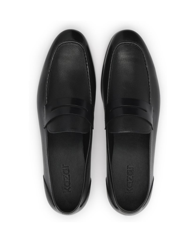 Kazar-Herren-Loafers-aus-schwarzem-Leder-in-Schwarz-mit-perforiertem-Rist-schwarz