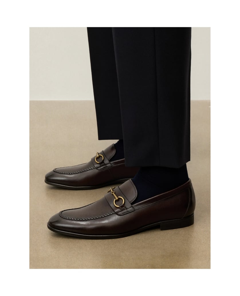 Kazar-Braune-Loafers-für-Herren-mit-Schaft-aus-Leder-und-Metall-Verzierungen-braun