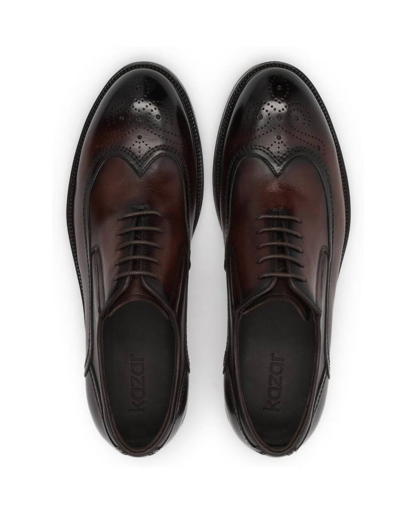 Kazar-Braune-Halbschuhe-mit-Brogue-Verzierung-braun