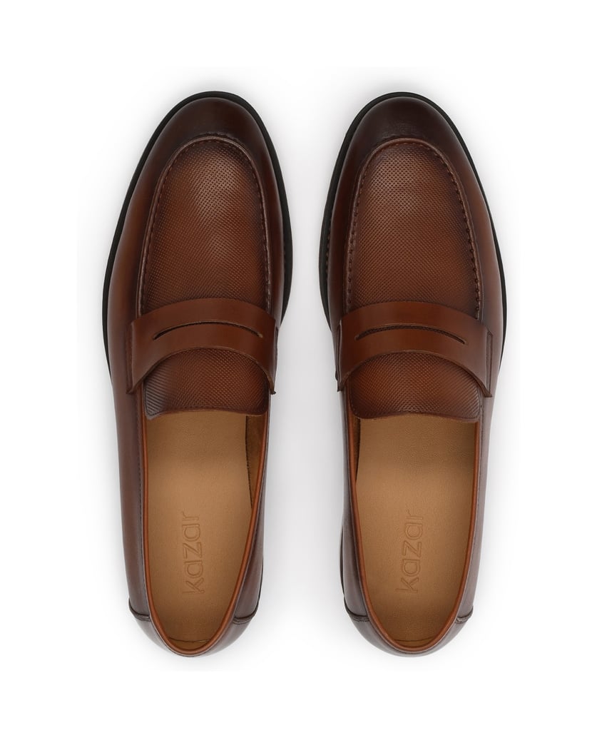 Kazar-Braune-Loafers-mit-verziertem-Schaft-braun