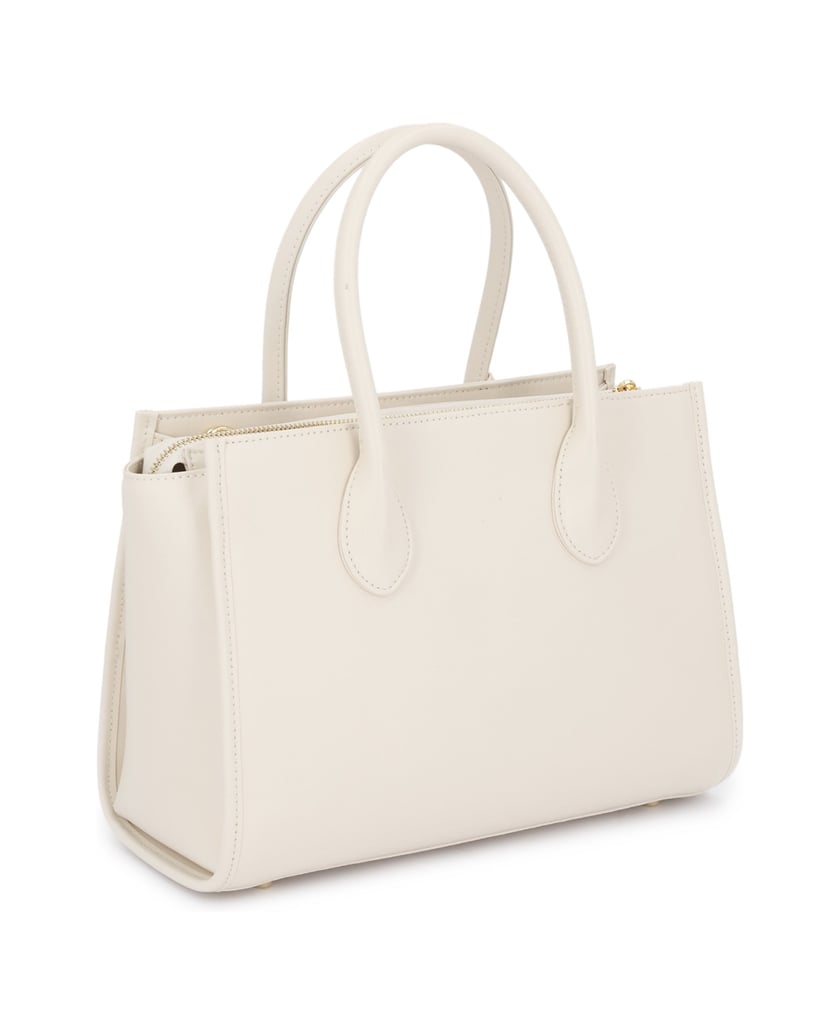 Kazar-Elegante-Tasche-aus-Leder-in-einem-gebrochenen-Weißton-mit-doppelten-Gürteln-weiss