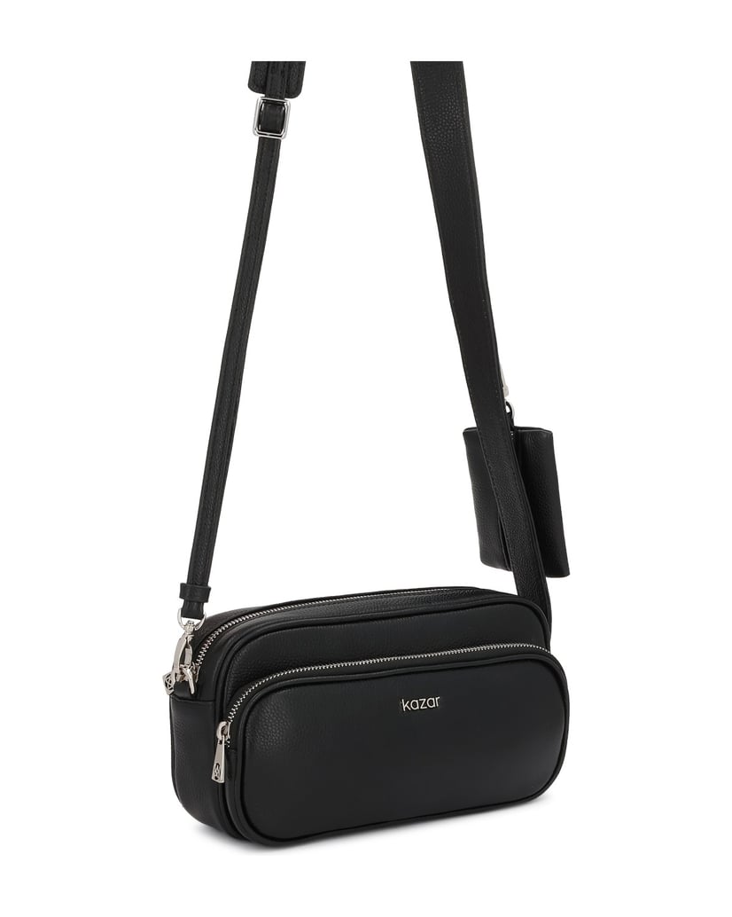 Kazar-Praktische-Handtasche-aus-Leder-mit-Geldbörse-schwarz
