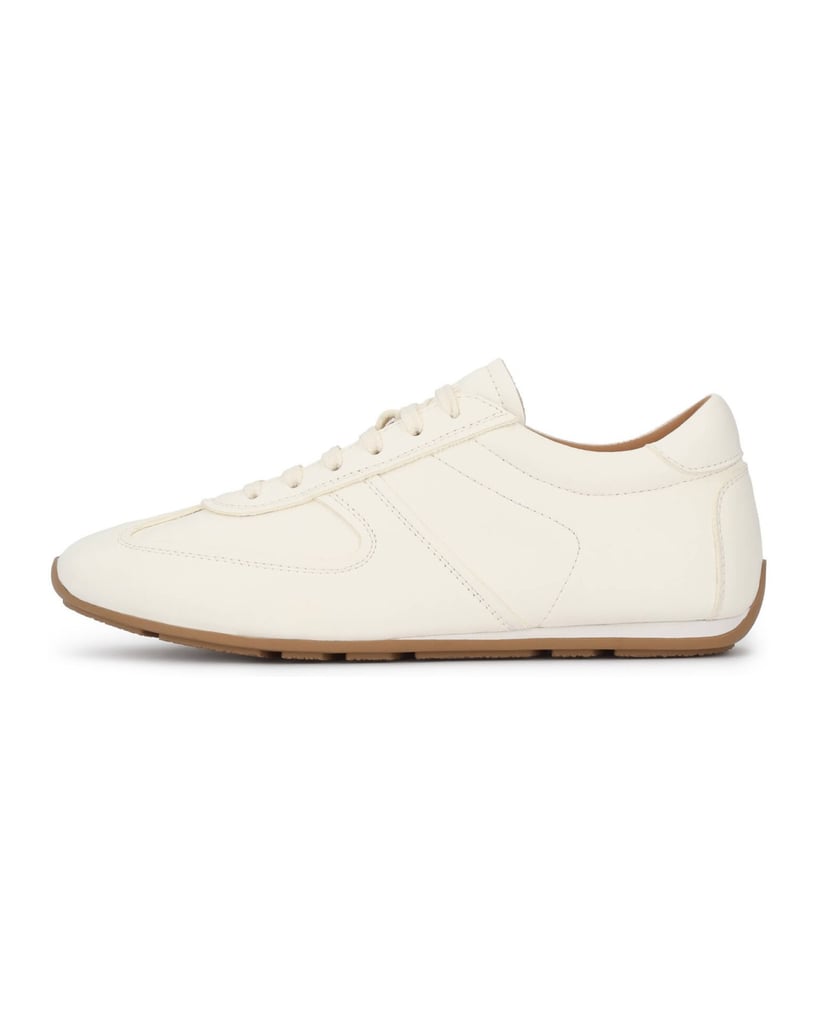Kazar-Turnschuhe-aus-Leder-mit-brauner-Sohle-weiss