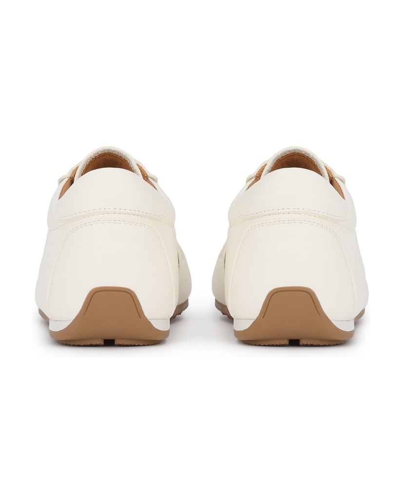 Kazar-Turnschuhe-aus-Leder-mit-brauner-Sohle-weiss