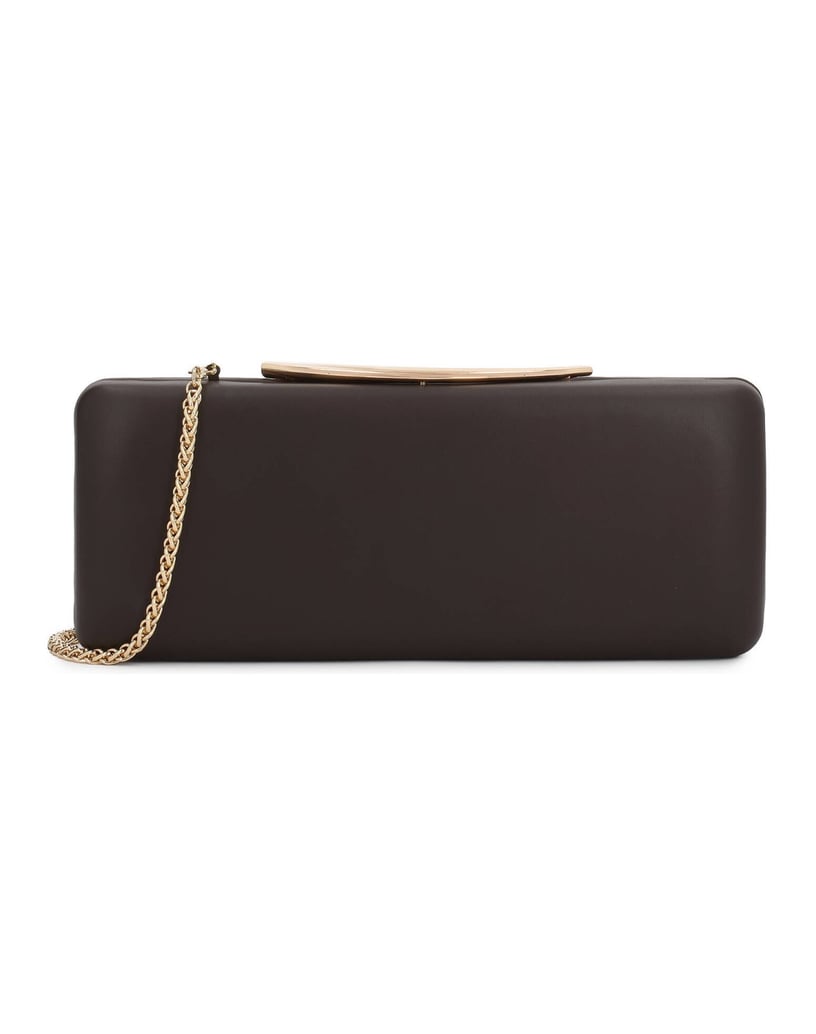 Kazar-Abendhandtasche-mit-Metallschließe-dunkelbraun
