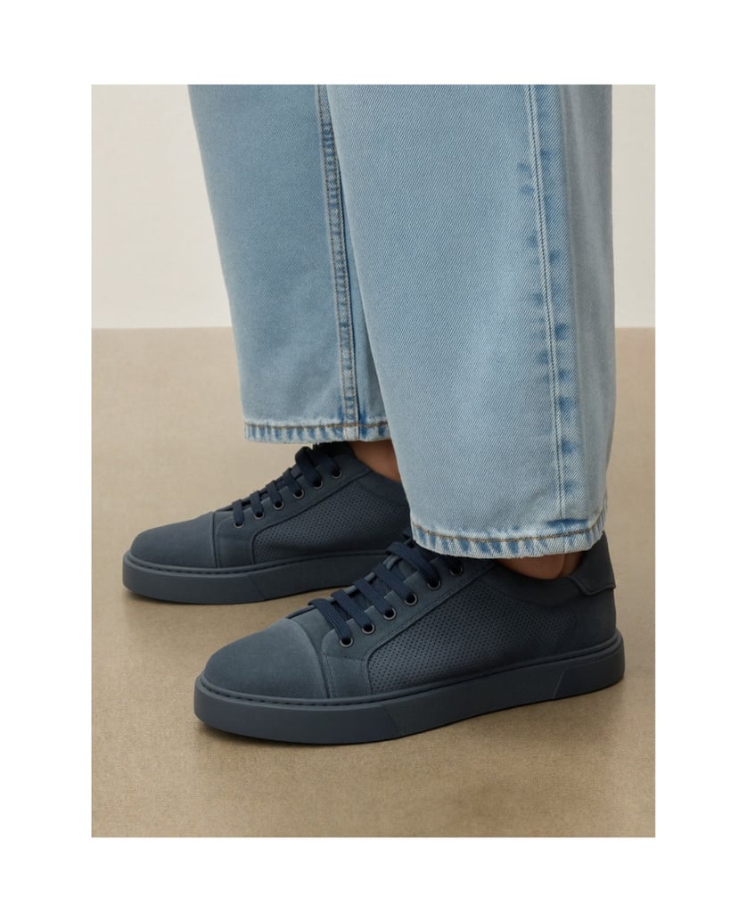 Kazar-Herren-Sneakers-aus-dunkelblauem-Wildleder-mit-perforiertem-Schaft-dunkelblau