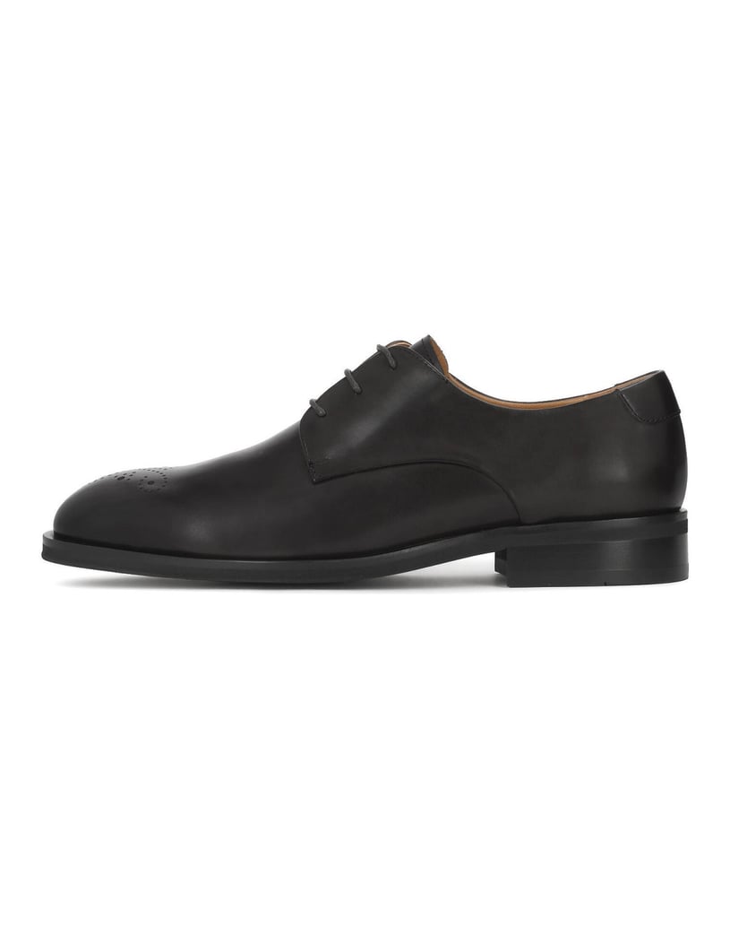 Kazar-Derby-aus-Leder-in-Schwarz-mit-durchbrochener-Brogue-Verzierung-schwarz