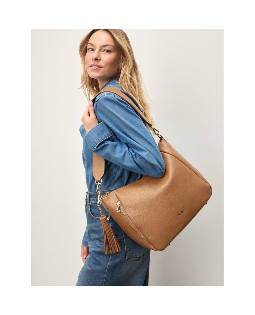 Kazar-Hellbraune-Tasche-mit-zwei-Gürteln-camel
