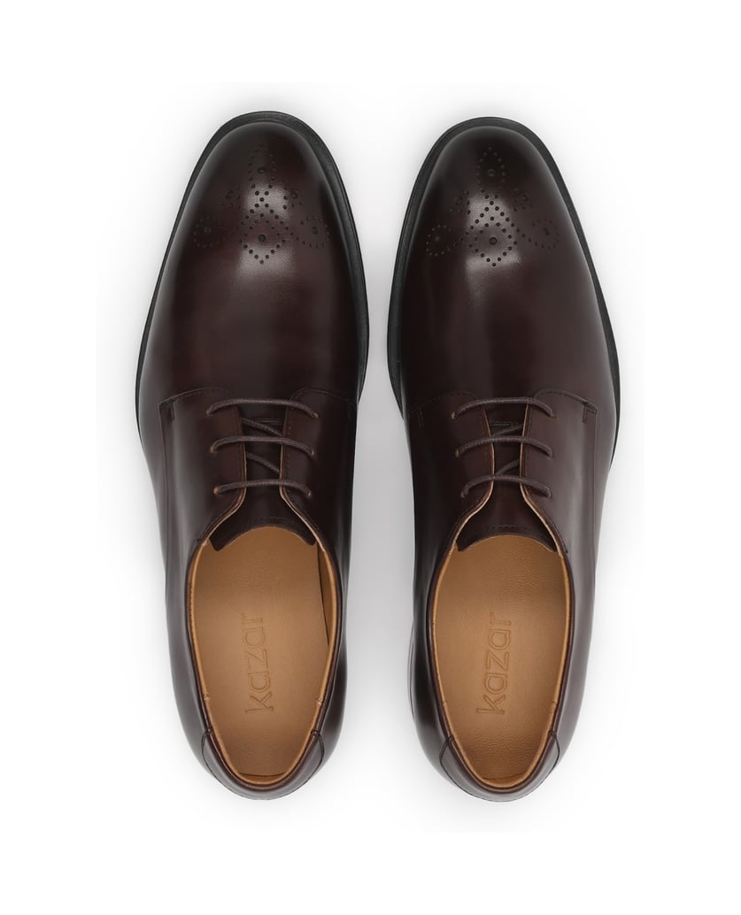 Kazar-Brauner-Derby-aus-Leder-mit-dezent-durchbrochenem-Brogue-braun