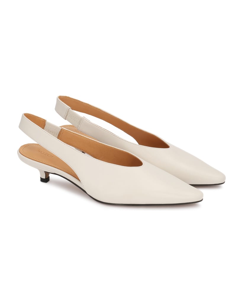 Kazar-Pumps-Slingback-Pumps-mit-niedrigem-Absatz-weiss