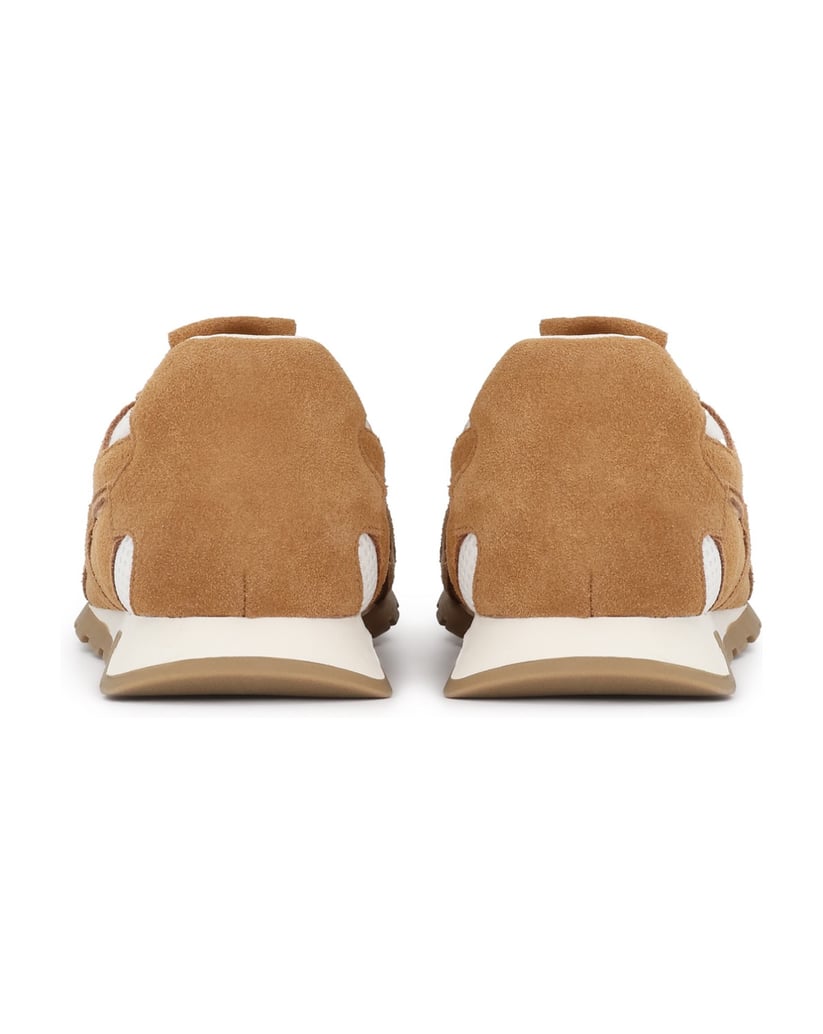 Kazar-Braune-Sneakers-aus-Wildleder-und-weißem-Gewebe-mit-monogrammierten-Schnürsenkeln-braun