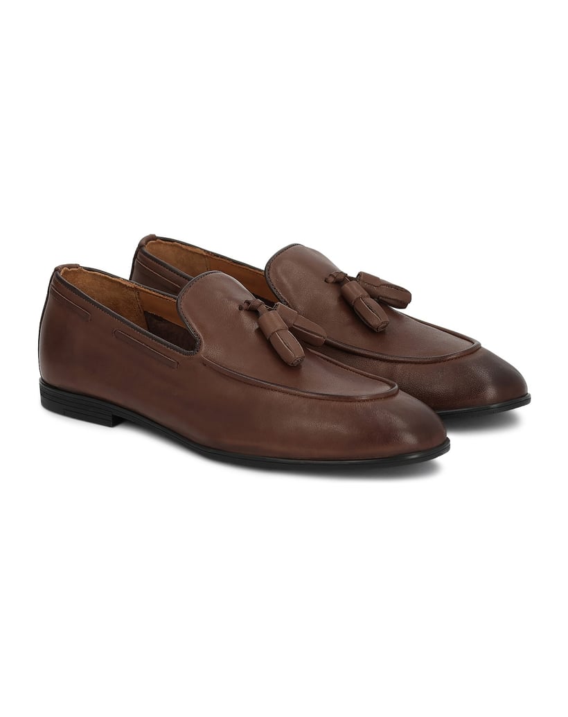 Kazar-Braune-Loafers-aus-Naturleder-mit-Bügelverschluss-und-Schnüren-braun