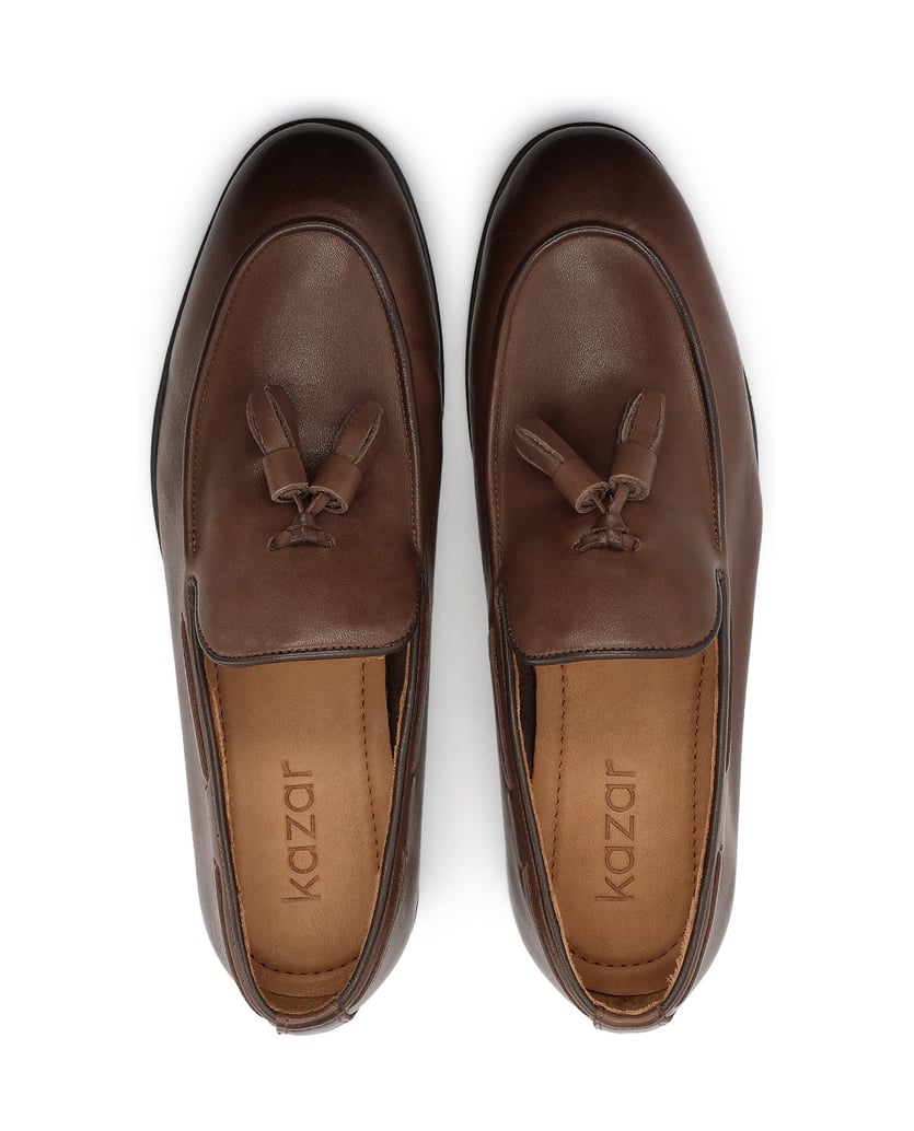 Kazar-Braune-Loafers-aus-Naturleder-mit-Bügelverschluss-und-Schnüren-braun