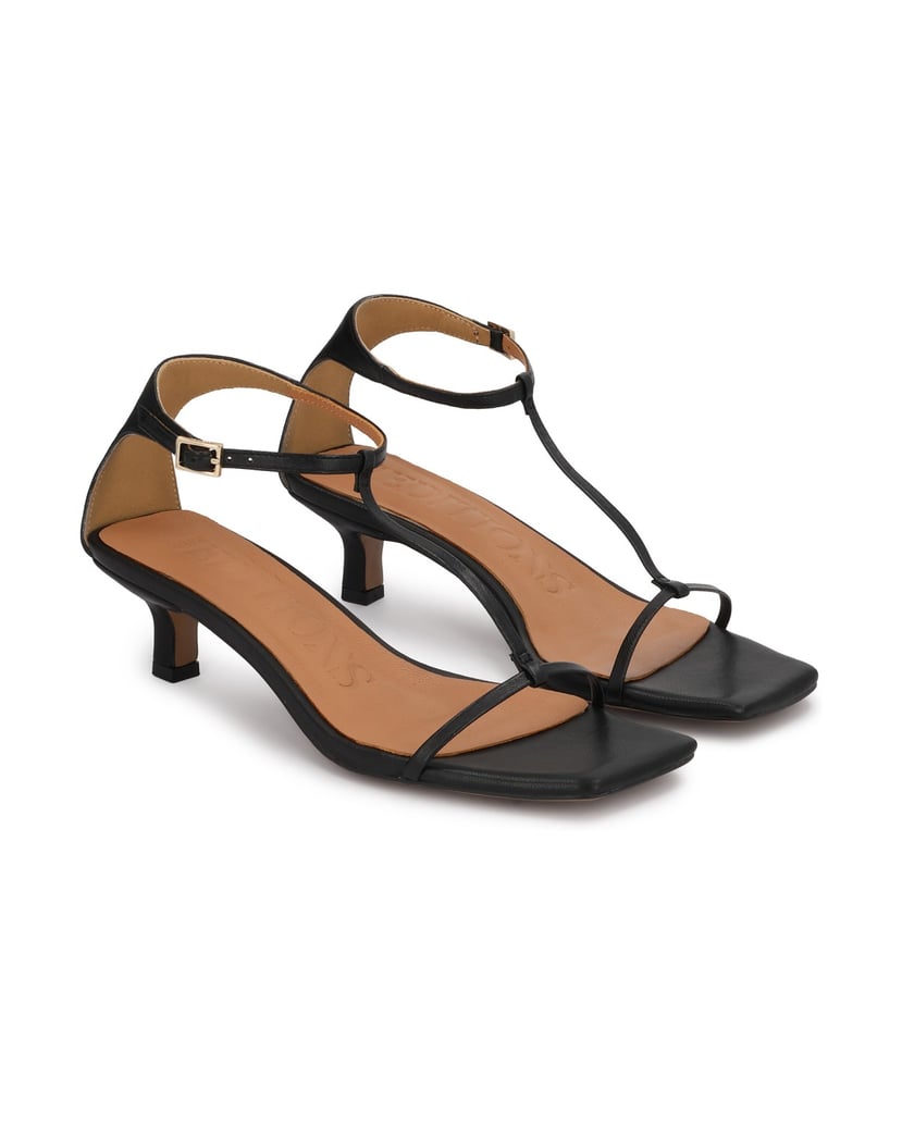 Kazar-Sandalen-aus-Leder-mit-Entenschwanzabsatz-schwarz