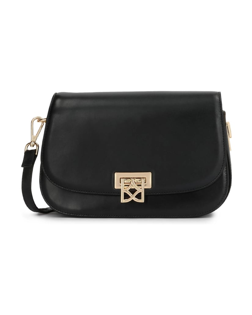 Kazar-Kleine-lederne-Briefträger-Tasche-mit-Zierschließe-schwarz