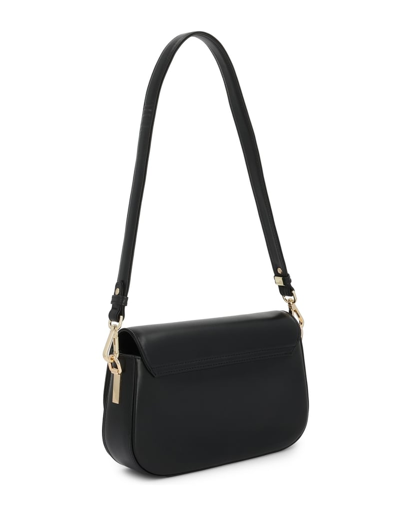 Kazar-Kleine-lederne-Briefträger-Tasche-mit-Zierschließe-schwarz