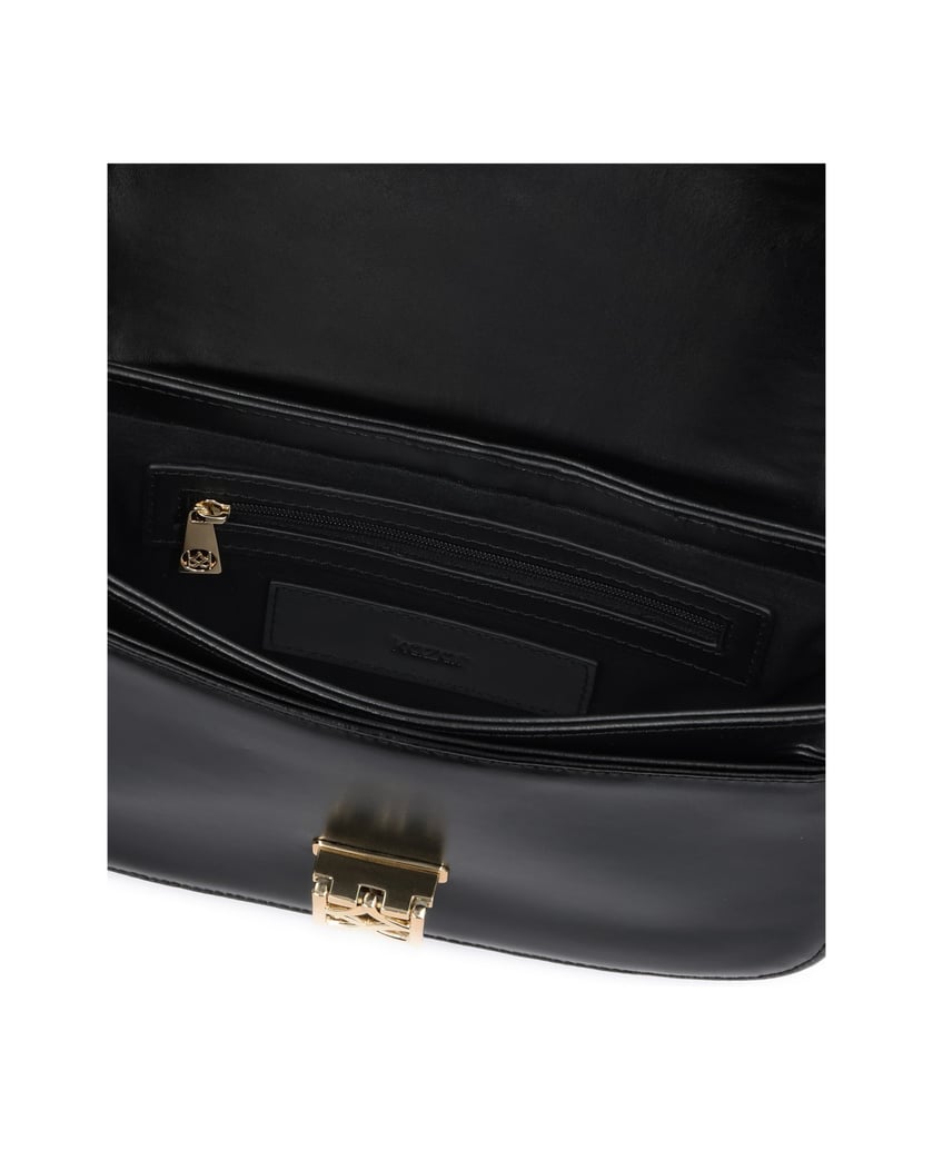 Kazar-Kleine-lederne-Briefträger-Tasche-mit-Zierschließe-schwarz