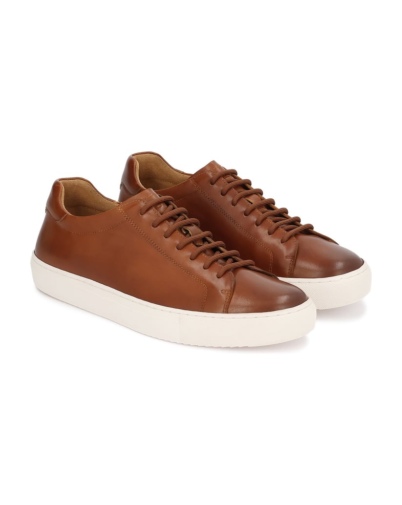Kazar-Ledersohle-Herren-Sneakers-mit-einfacher-heller-Sohle-camel