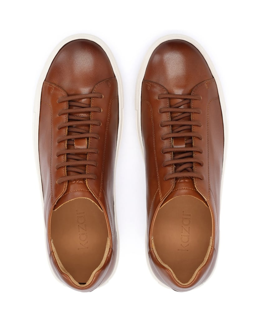 Kazar-Ledersohle-Herren-Sneakers-mit-einfacher-heller-Sohle-camel