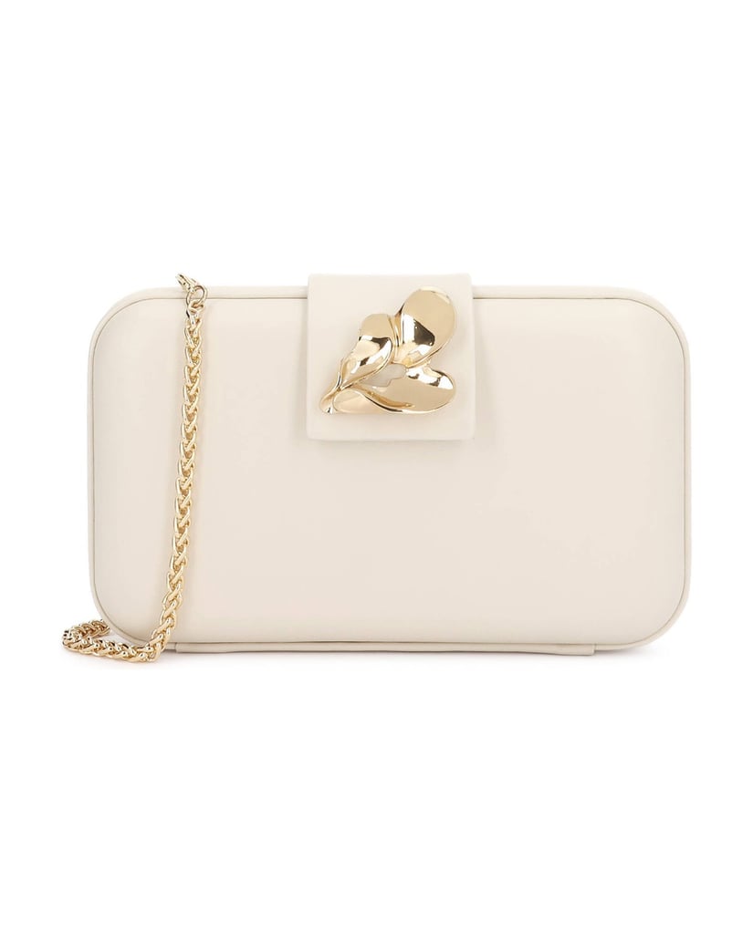 Kazar-Clutch-aus-Naturleder-in-gebrochenem-Weiß-mit-Schmuckverzierung-weiss