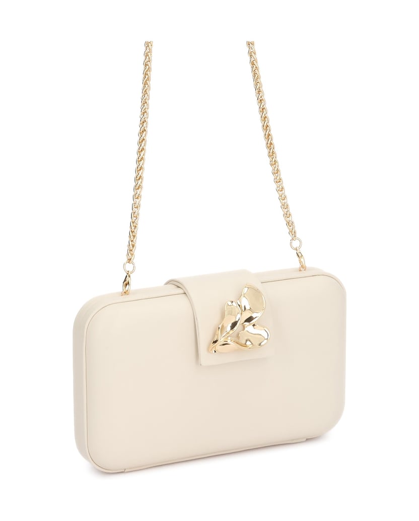 Kazar-Clutch-aus-Naturleder-in-gebrochenem-Weiß-mit-Schmuckverzierung-weiss