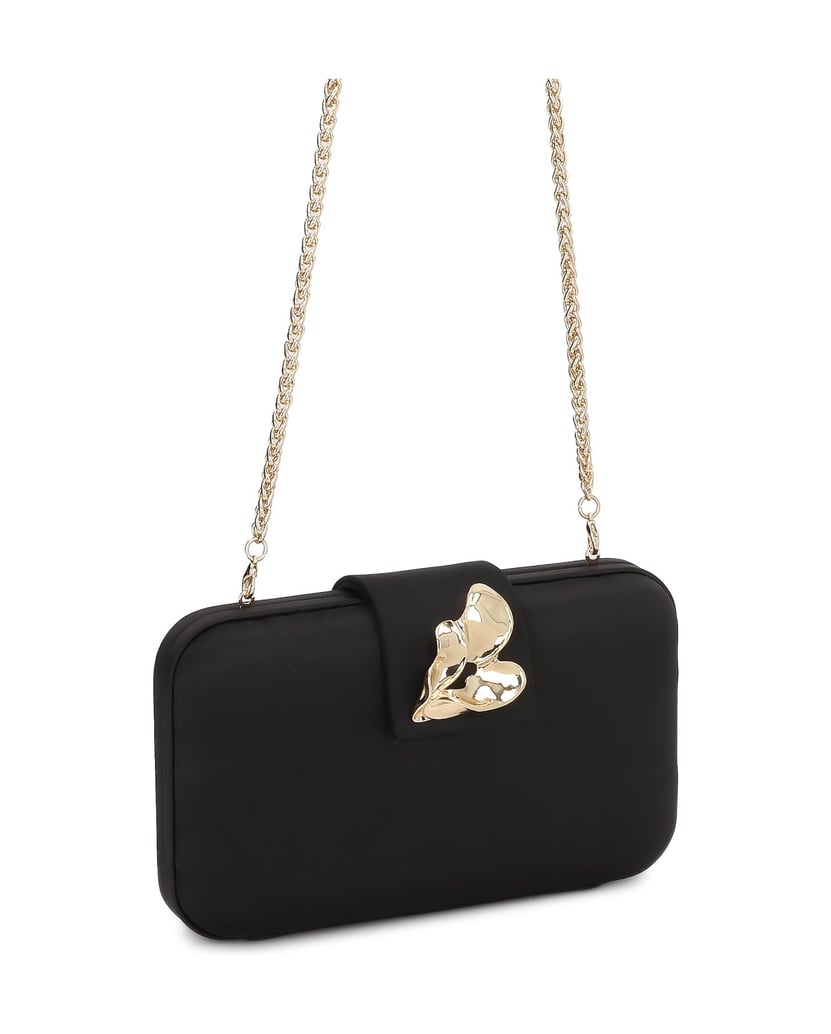 Kazar-Schwarze-Clutch-in-Satin-Glanz-mit-Schmuckschnalle-rot