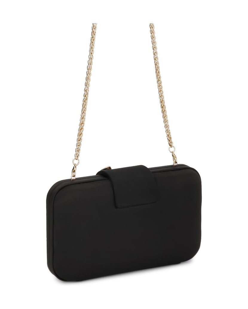 Kazar-Schwarze-Clutch-in-Satin-Glanz-mit-Schmuckschnalle-rot