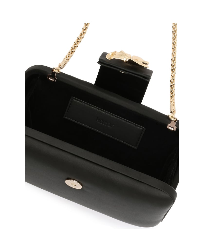Kazar-Schwarze-Clutch-in-Satin-Glanz-mit-Schmuckschnalle-rot