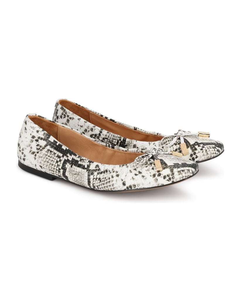 Kazar-Ballerinas-aus-geprägtem-Leder-mit-Schlangenhautmuster-weiss