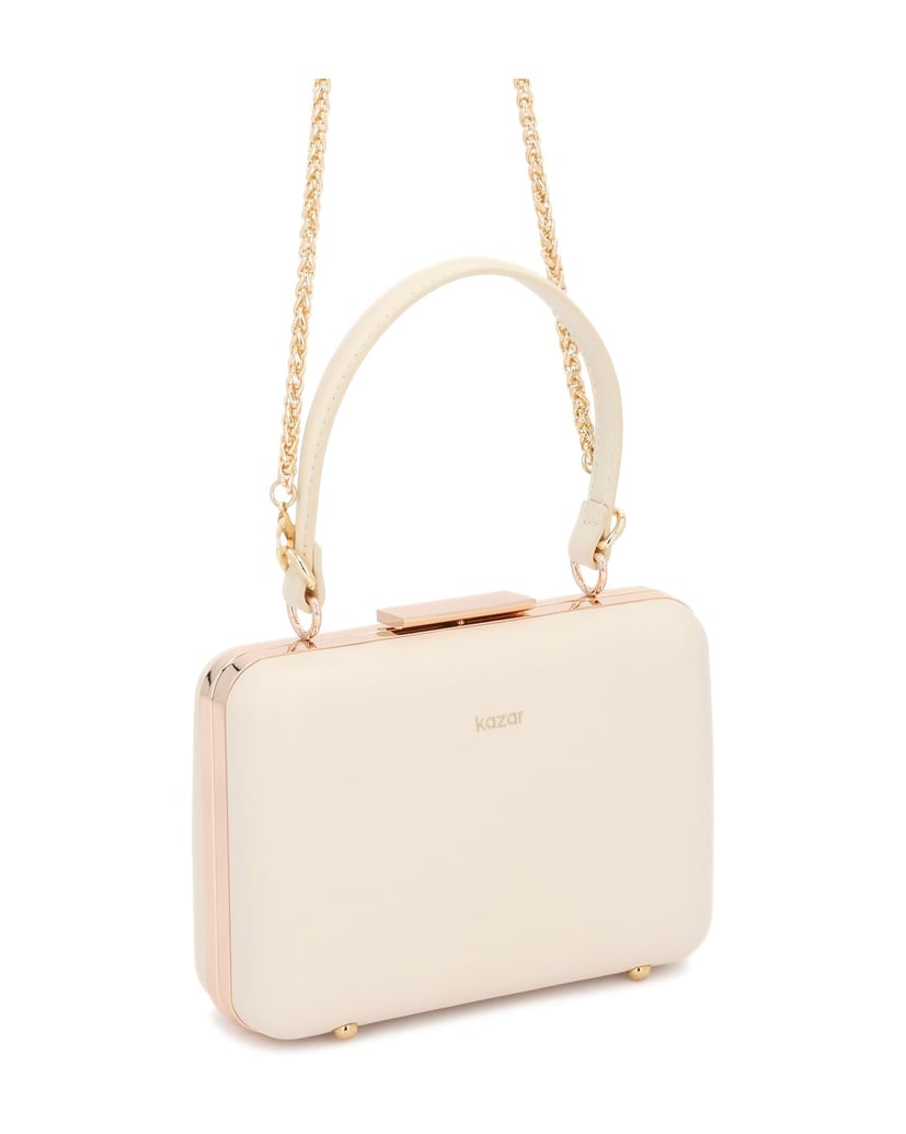 Kazar-Tasche-Exit-mit-Henkel-und-goldener-Kette-weiss
