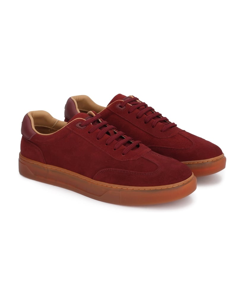 Kazar-Bordeauxfarbene-Sneakers-aus-Wildleder-mit-kontrastierender-Sohle-rot