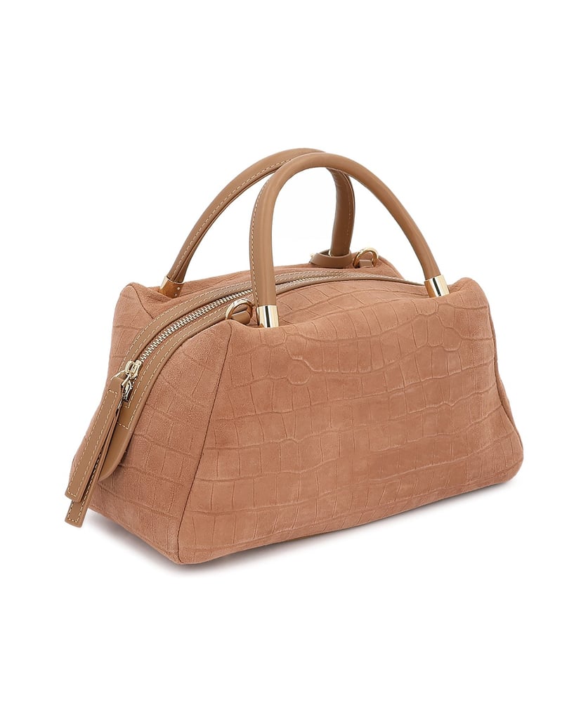 Kazar-Hellbraune-Tasche-aus-Nubuk-mit-Prägemuster-camel