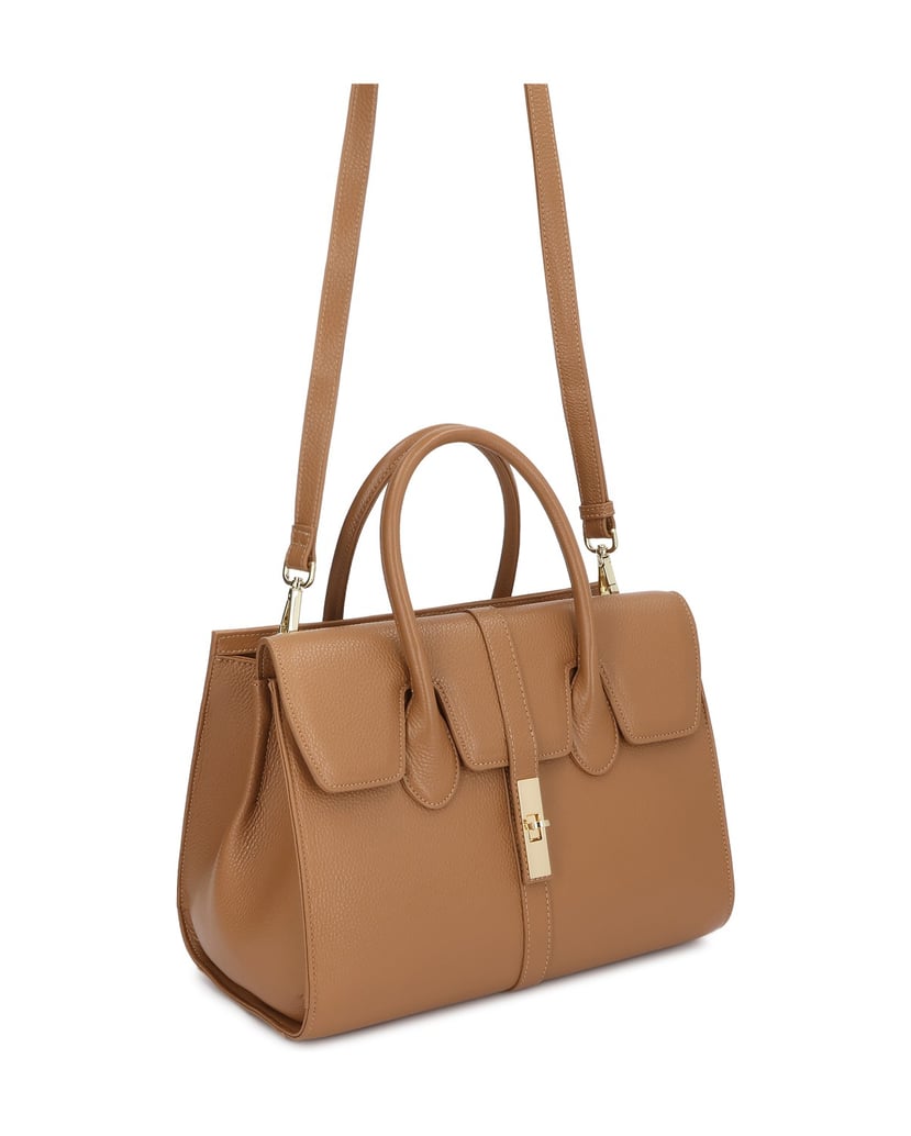 Kazar-Hellbraune-Handtaschen-mit-doppeltem-Fach-camel
