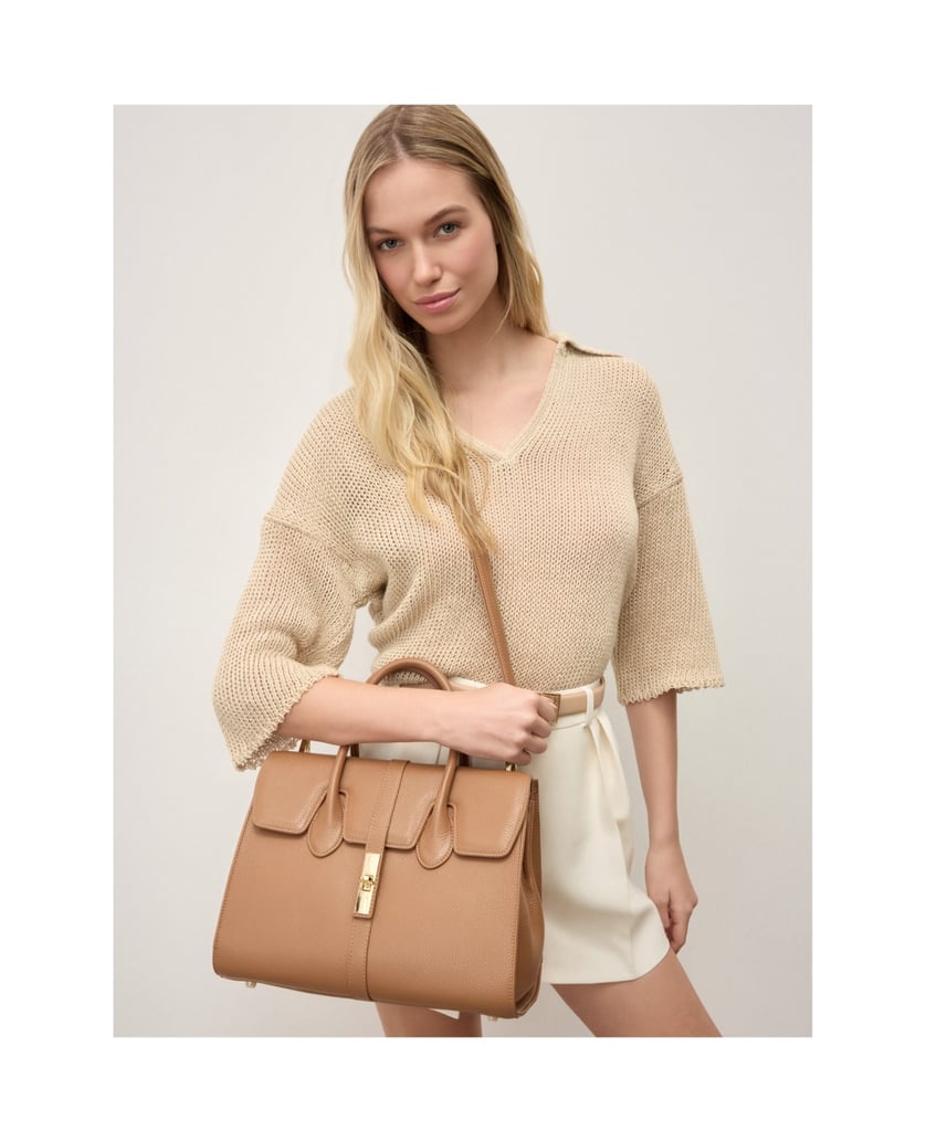 Kazar-Hellbraune-Handtaschen-mit-doppeltem-Fach-camel