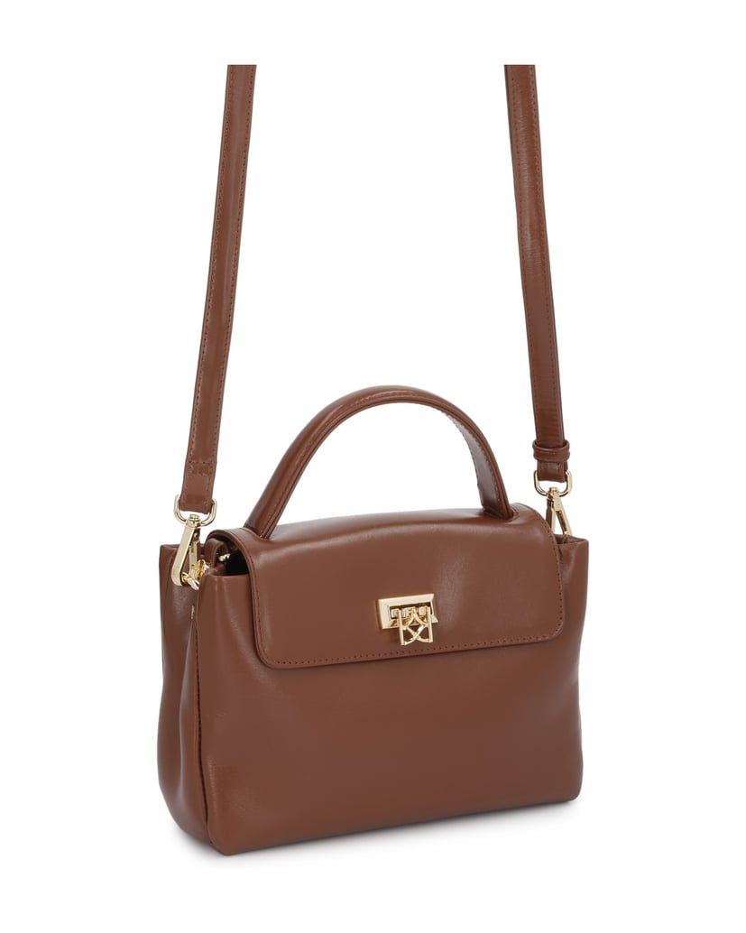 Kazar-Braune-Handtasche-mit-Klappe-und-Henkel-braun