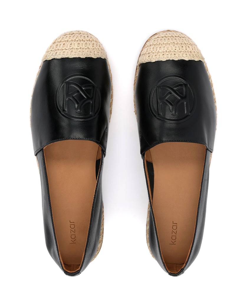 Kazar-Espadrilles-aus-schwarzem-naturleder-mit-Jute-Nase-und--Sohle-schwarz