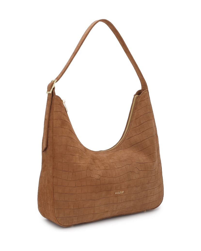 Kazar-Hellbraune-Handtasche-mit-geprägtem-Muster-camel
