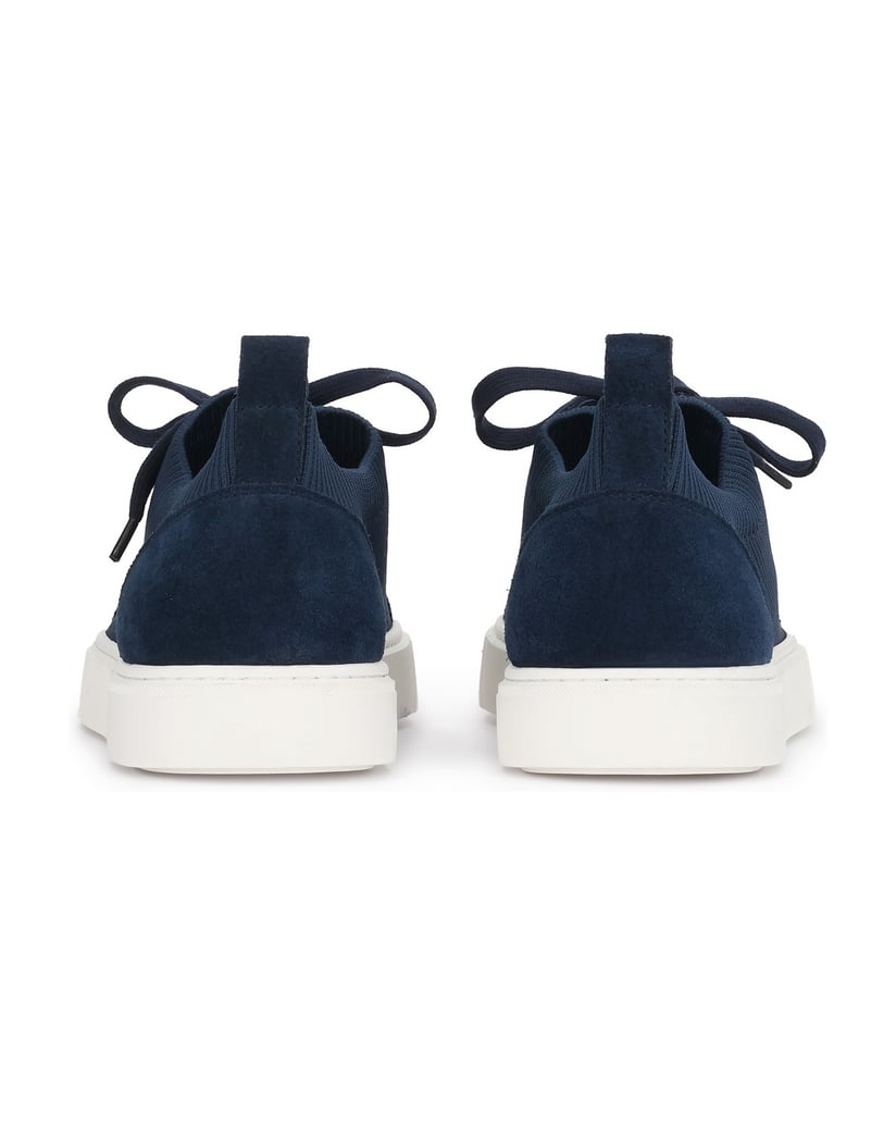 Kazar-Dunkelblaue-Sneakers-für-Herren-aus-Gewebe-und-Wildleder-mit-kontrastierender-Sohle-dunkelblau