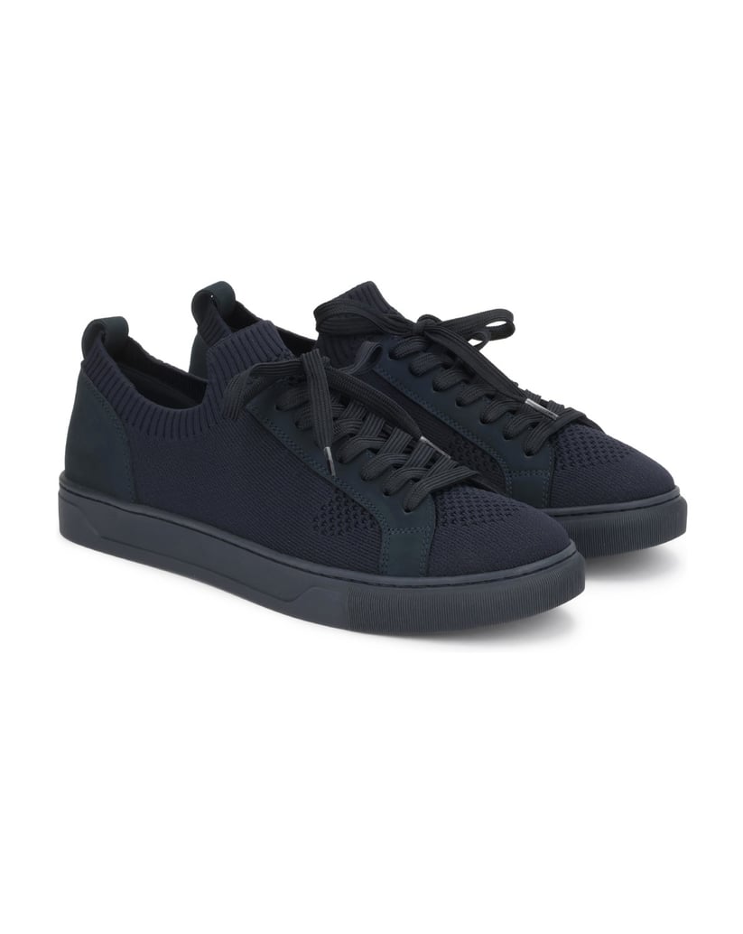 Kazar-Sneakers-aus-dunkelblauem-Gewebe-und-Nubuk-mit-Sockenkordel-dunkelblau
