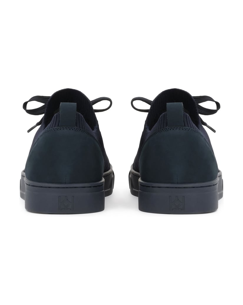 Kazar-Sneakers-aus-dunkelblauem-Gewebe-und-Nubuk-mit-Sockenkordel-dunkelblau