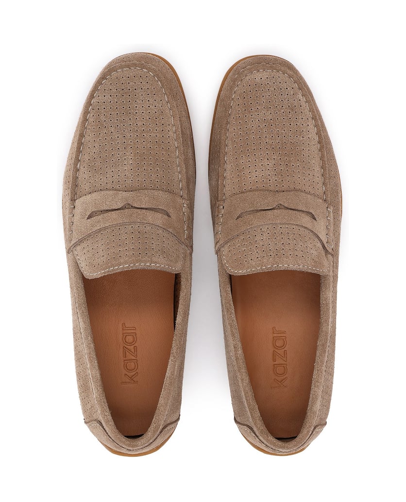 Kazar-Mokassins-aus-Wildleder-mit-Perforation-taupe